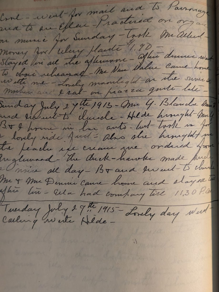 page from Alberta Miles' diary